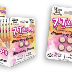 7.TRIPPY STRAWBERRY BANANA 40MG-4 PACK 10MG 5MG PER SERVING 12 BLISTER PER DISPLAY