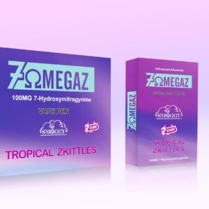 7omegaz 2 gram Vape pen with 100mg 7-Hydroxymitragynine Tropical Zkittles