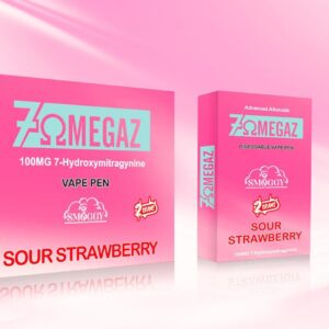 7omegaz 2 gram Vape pen with 100mg 7-Hydroxymitragynine Sour Strawberry
