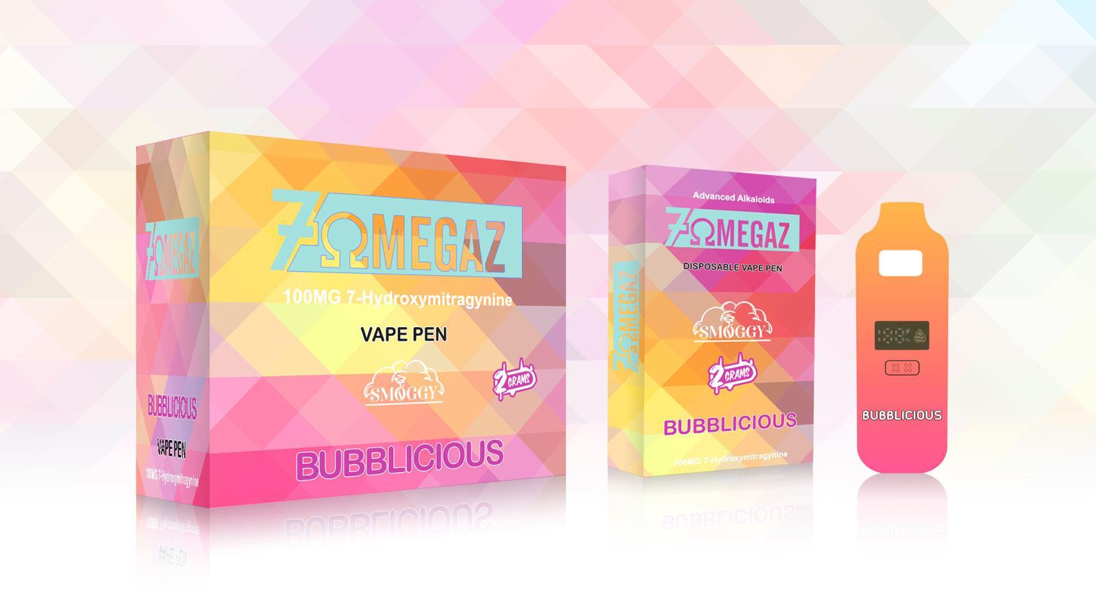 7omegaz 2 gram Vape pen with 100mg 7-Hydroxymitragynine Bubbliciious