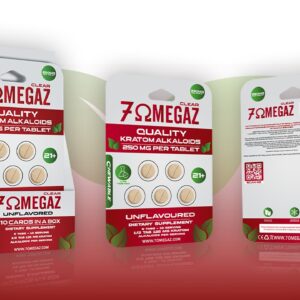 7OMEGAZ CLEAR 5-TABZ PER PACK 250MG QUALITY KRATOM ALKALOIDS 10-PER DISPLAY